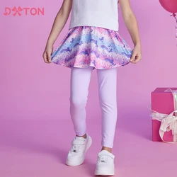 DXTON Girls Rainbow Unicorn Skirt Pants Girls Leggings with Skirt Kids Pencil Pants Children Trousers Leggings Pants 3-10 Years