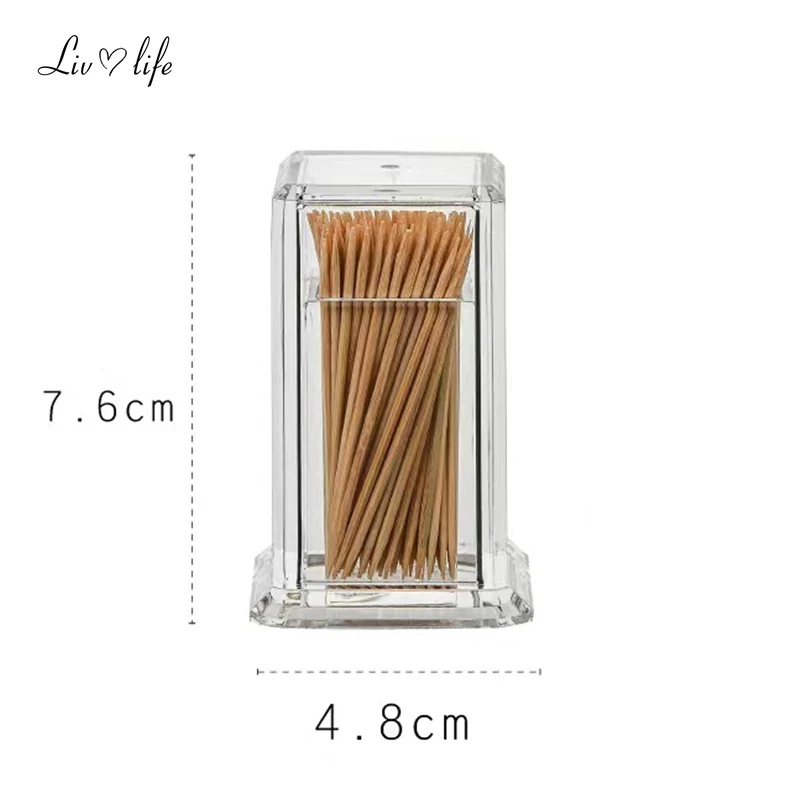 1Pcs Toothpick Holder Thickened Acrylic Transparent Square Portable Creative Convenient Life Home Living Room Storage Box