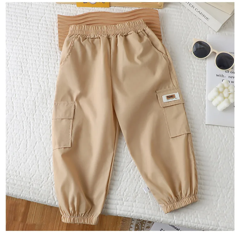 New Spring Autumn Kids Cargo Pants Loose Casual Boys & Girls Trousers Outerwear Kids Trousers Solid Children Pants for 0-8Y