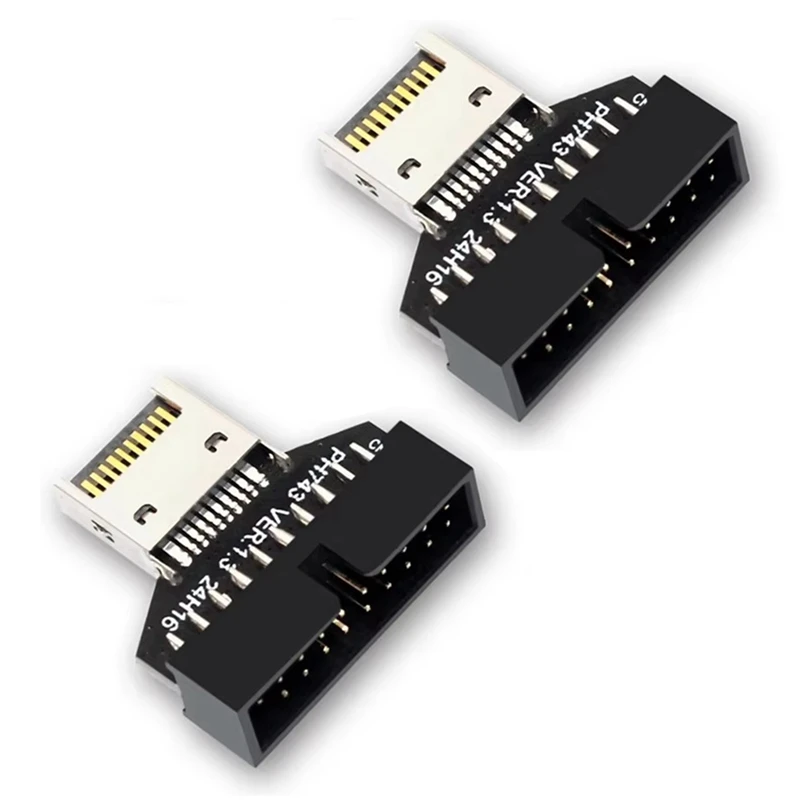 Top-2Pcs Computer Motherboard USB3.2 Type-E 20Pin To USB 19P Chassis Front USB Type A Type C Extension Adapter
