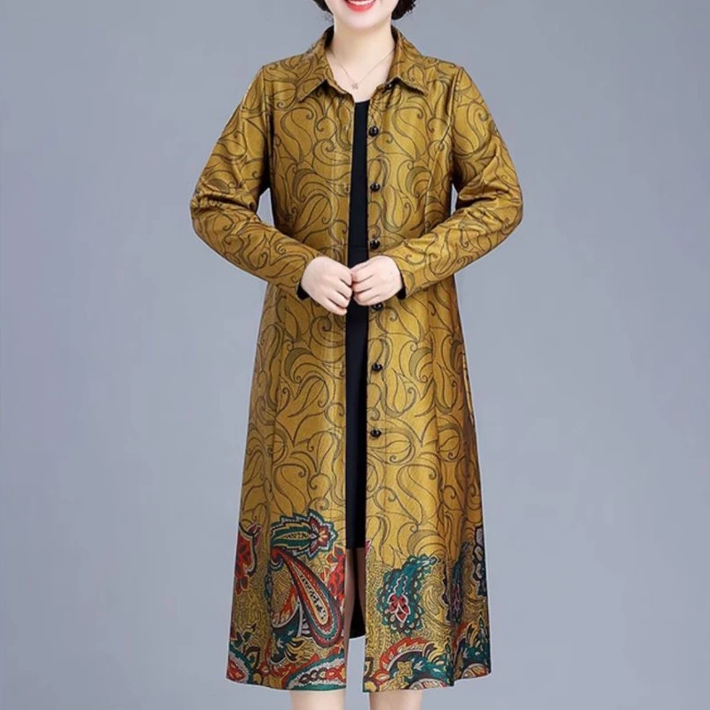 

Print Trench Coat Women Spring Autumn Single breasted Coat Clothes For Women Thin Long Jackets
