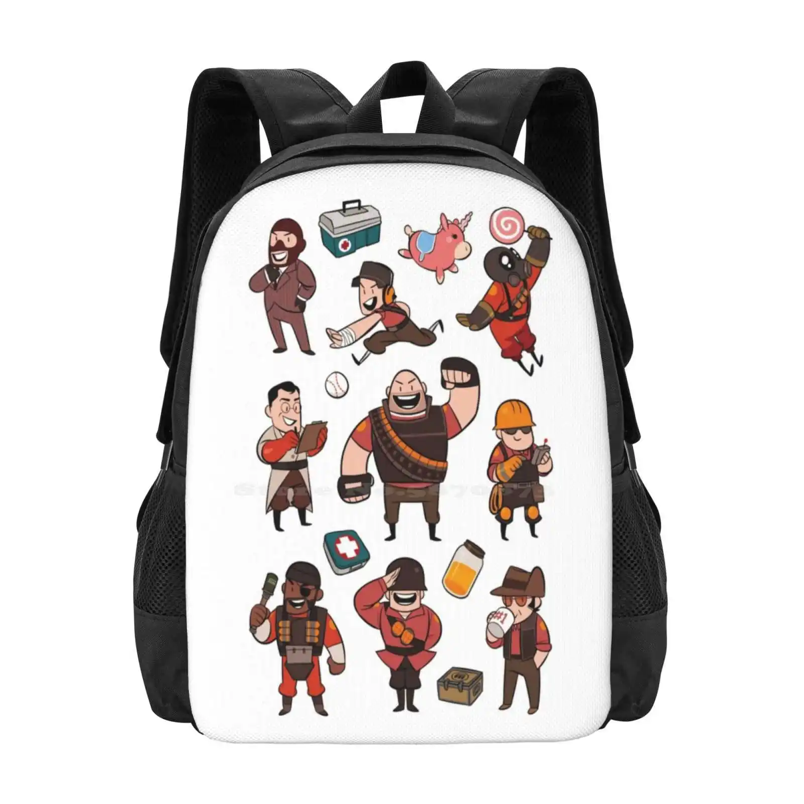 Team Fortress 2 / Red All Class 3D Print Design Backpack Student Bag Tf2 Team Fortress 2 Team Fortrss 2 Cute Game Valve Fps