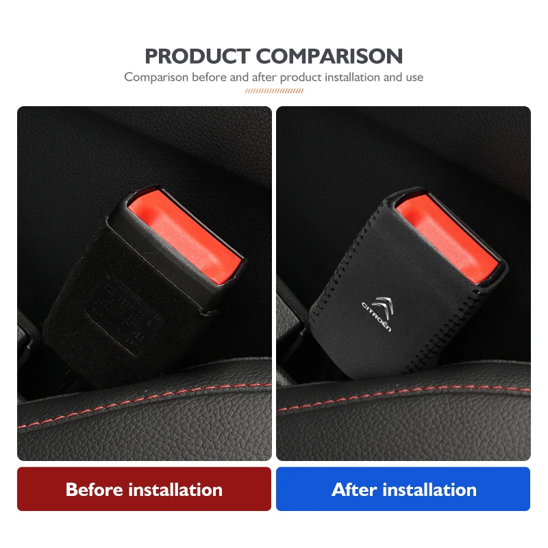 Suede Car Seat Belt Base Buckle Protector Cover Accessories For Citroen C4 C3 C5 C1 C2 C6 C4L DS3 DS4 Berlingo Picasso Jumper