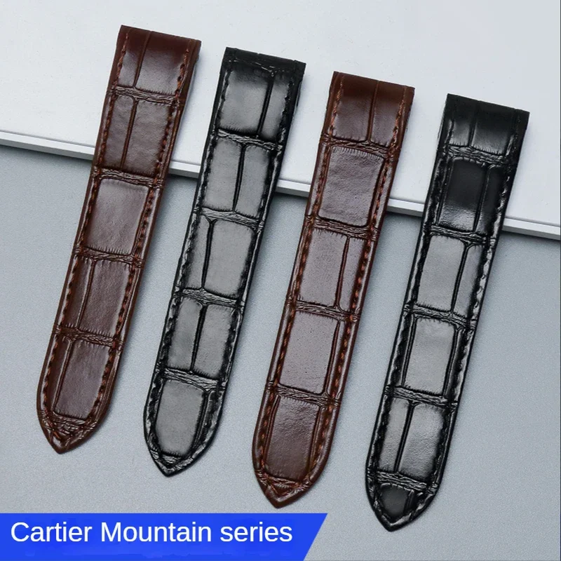 Genuine Leather Watch Strap for Cartier Santos 100 Tank Men's Strap Sandoz Women's Watchband Accessories 20mm 23mm