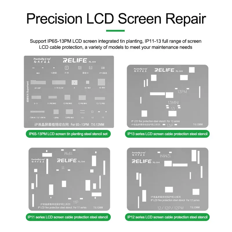 RL-044 Steel Stencil Set For Ip 6s To 13pm Lcd Screen Repair For Tin Lanting Protect For IP 11-13promax Cable Protection