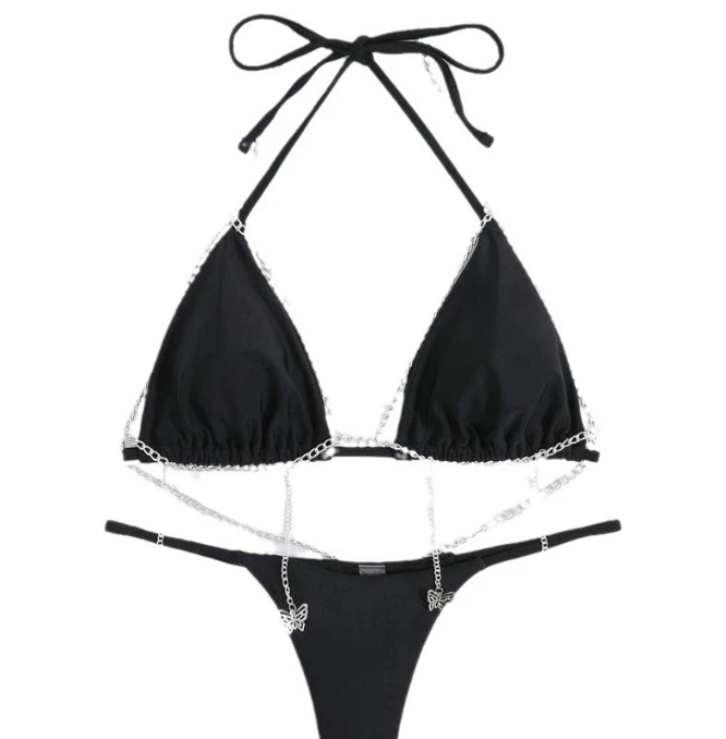 ชุดว่ายน้ำห่วงโซ่เซ็กซี่ของผู้หญิงตกแต่งวันหยุดพักผ่อนชายหาดของผู้หญิงใหม่ฤดูร้อน2024