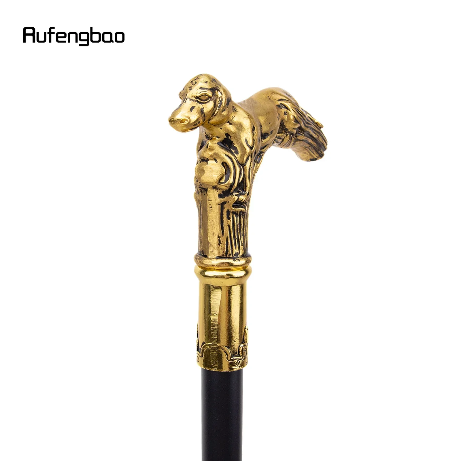 Golden Dog Handle หรูหรารูปแบบเดิน Stick Party แฟชั่น Elegant Walking Stick ตกแต่ง Cosplay Cane ลูกบิด Crosier 90 ซม