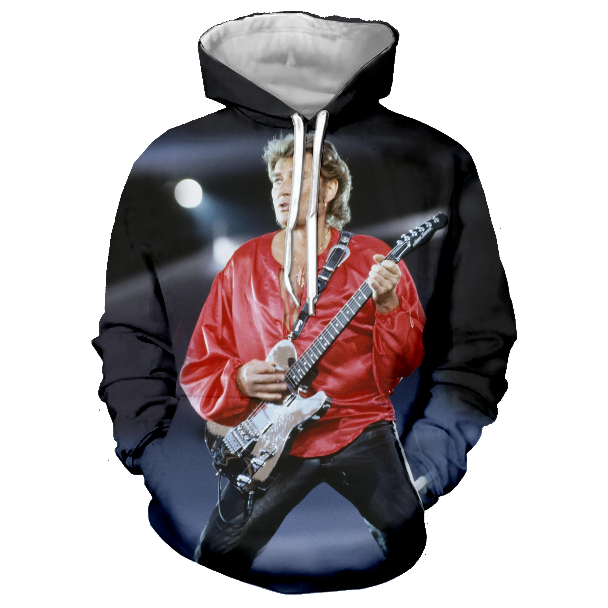 

3D Printed Johnny Hallyday Guitar Hoodie Sweatshirts Rock Hoodie Hip Hop Casual Funny Oversized Pullover Men Women Hoodies