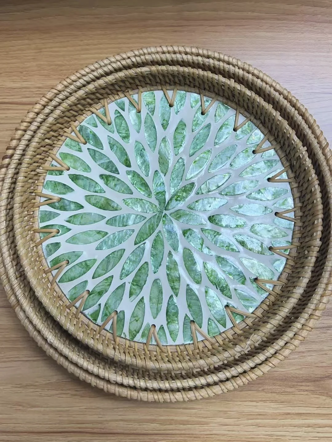 3-piece-vietnamese-rattan-tray-set-shell-fruit-plate-handwoven-breakfast-snack-basket