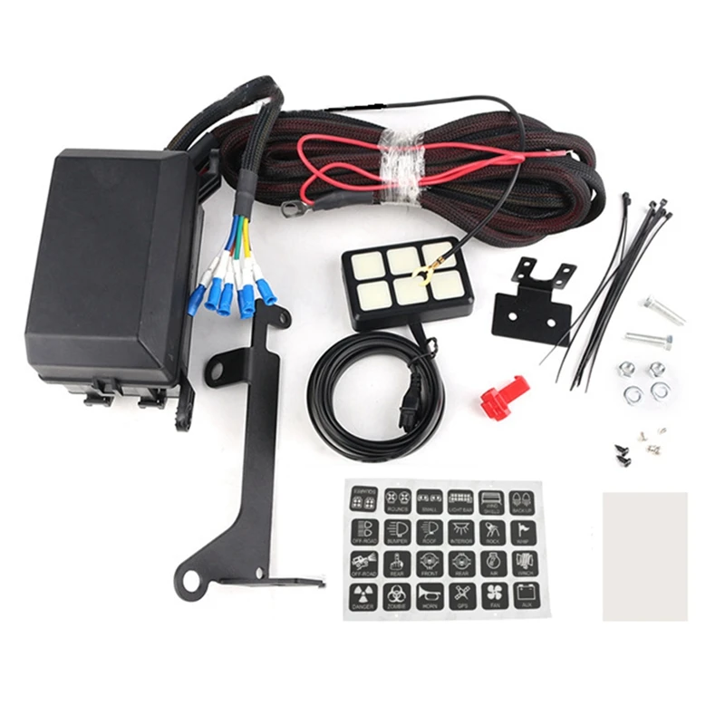 

Car 6 Gang Switch Panel Relay System Circuit Control Box For Jeep Wrangler Boat Accessories