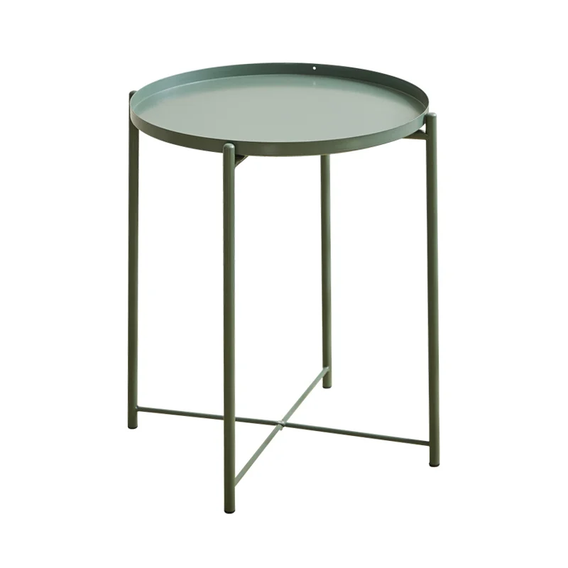 

Iron Bedside Small Coffee Table Living Room Balcony Round Small Tea Table Removable Folding Tray Side Table DropShipping