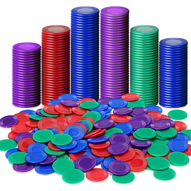 

400 Pieces Plastic Poker Chips Game Chips 4 Colors Counter Card For Game Playing Counting Bingo Game Chips Card