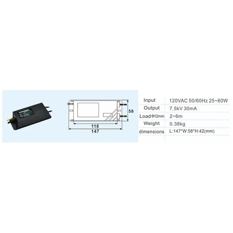 HONGBA Neon Transformer Power Electronic Rectifier Kit Neon Transformer Power Rectifier Kit 7.5KV 30MA 110V view 6