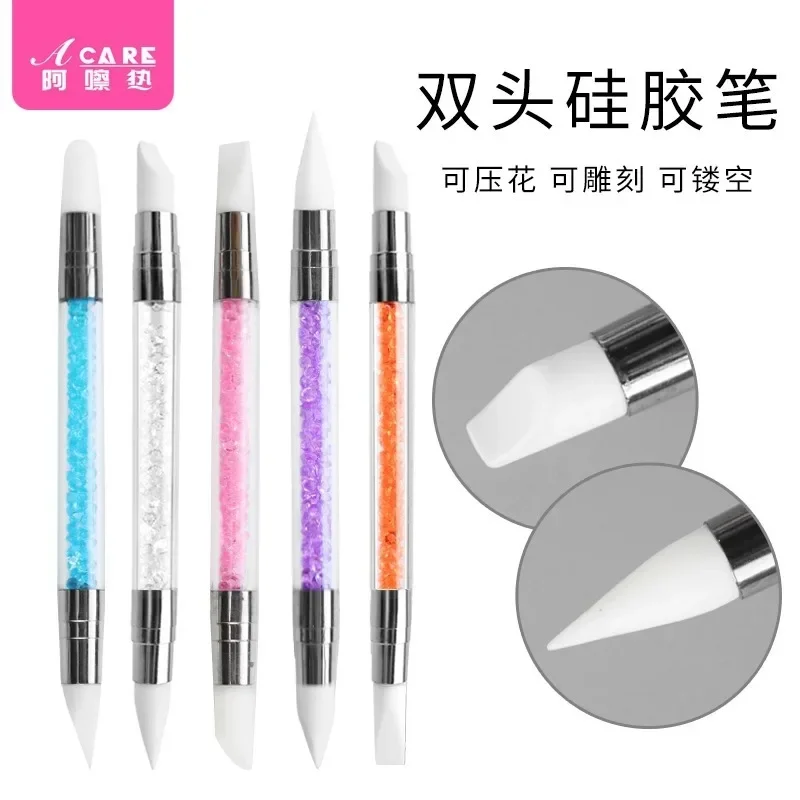 

DX01/Manicure brush/Embossing/A1PQ5-Easy to Use Silicone Pen Coated Magic Mirror Effect Powder Sticker Press Pen Carved