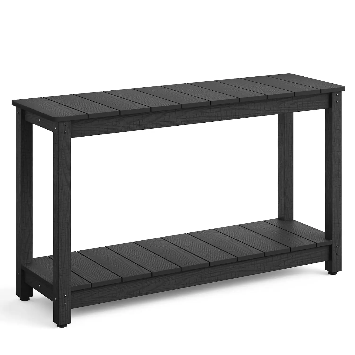 All-Weather 2-Tier Outdoor Console Table with Adjustable Feet for Patio Backyard Garden Entryway Deck, Customized