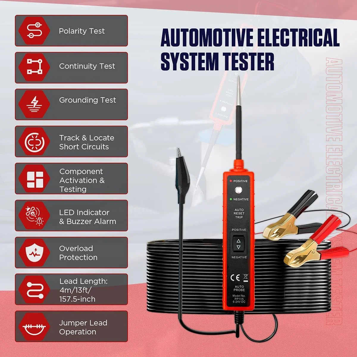 

Automotive Inspection Tools Tester EM285 6-24V DC Automobile Electrical System Tester With Power Switch Vehicle Diagnostic Tool
