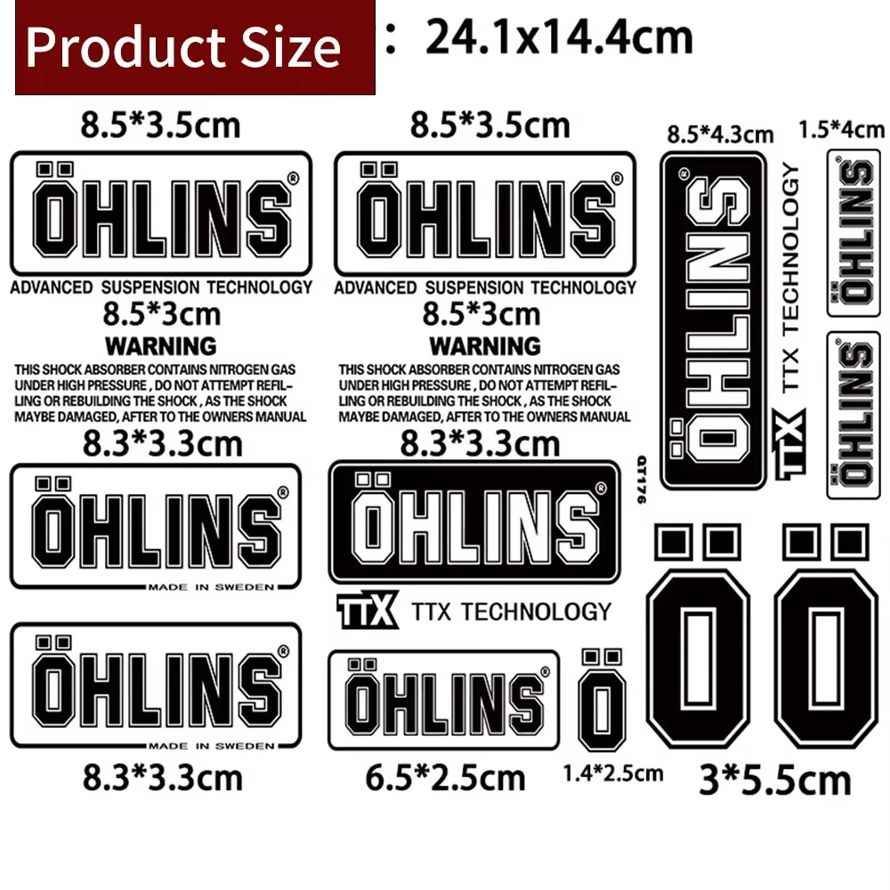 Motorcycle Shock Absorber Sunscreen Transparent Decorative Decal Moto Body Fuel Tank Helmet Vinyl Decals for Ohlins Sticker Logo image 3
