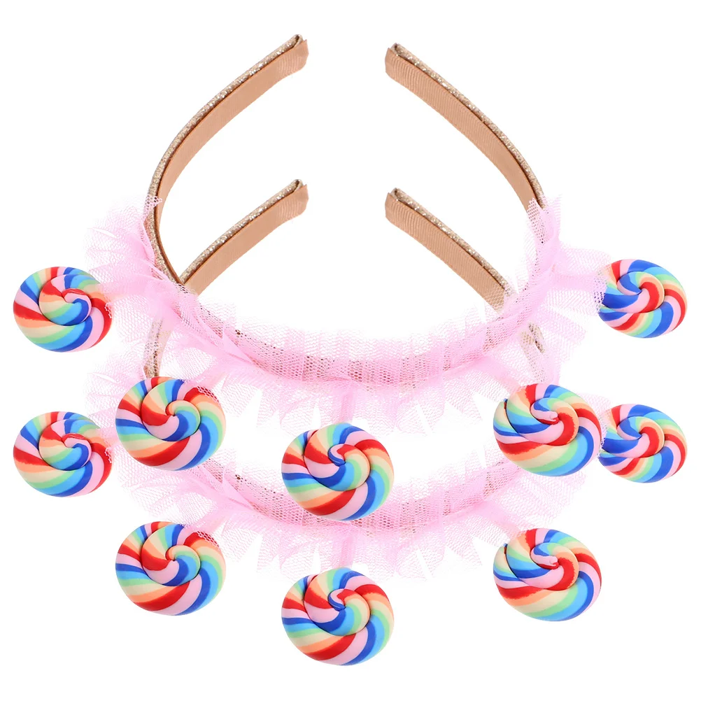 

2Pcs Lollipop Headband for Kids Pink Candy Hair Accessories Hairband for Birthday Themed Event Daily Wear Photoshoot