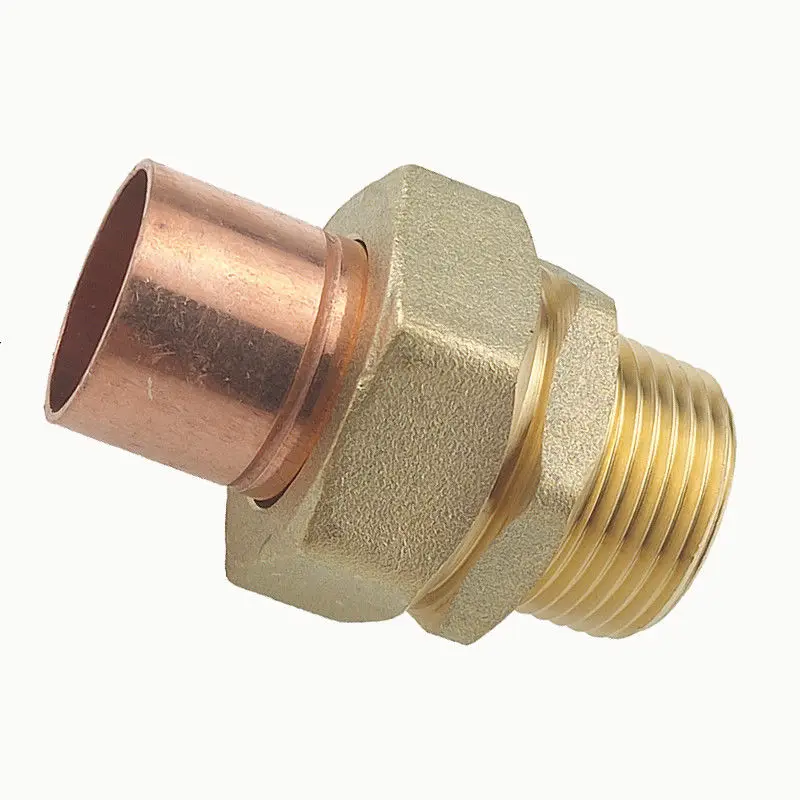 Brass BSP Male Thread + Copper Fitting Straight Union Nut Socket Welding Pipe Connector for Air Conditioning Refrigeration