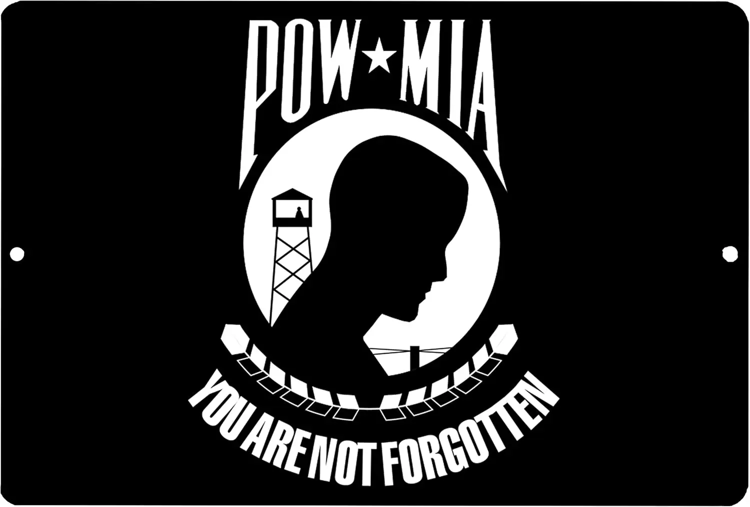 Rogue River Tactical POW MIA Flag Metal Tin Sign Wall Decor Man Cave Bar Military Veteran