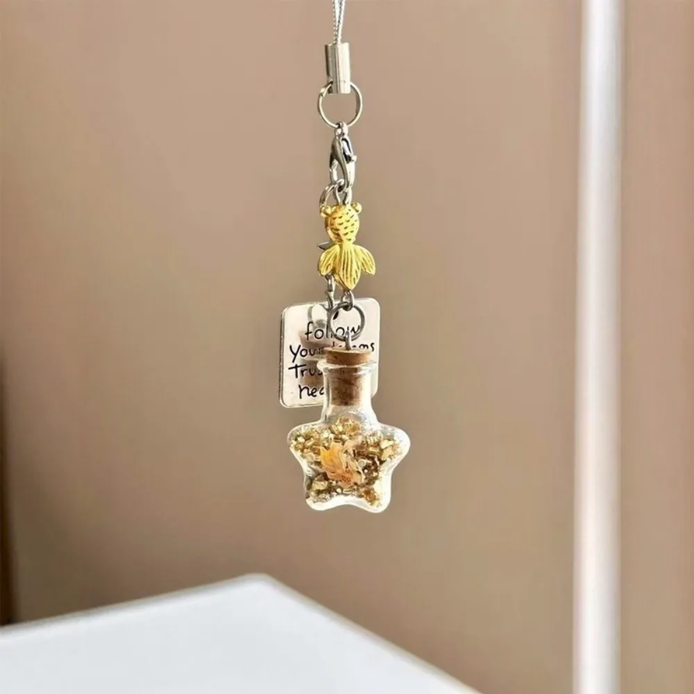 Star Wishing Bottle Wind Chime Pendant Phone Straps Bag Decorative Transparent Keychain Anti-Loss Kawaii Mobile Phone Lanyard