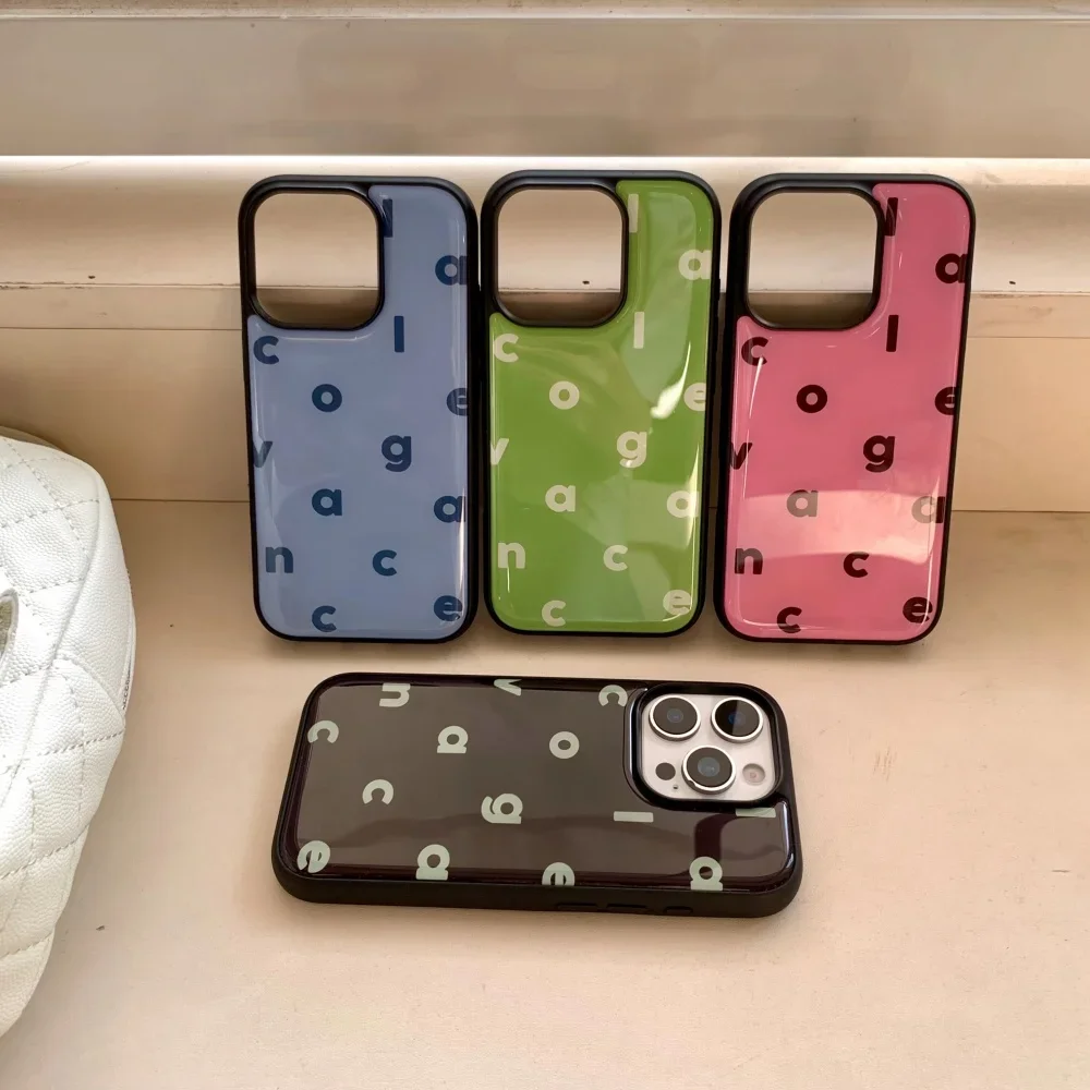 Ins Pure Color Simplicity English Letters Drip Glue Protective Phone Case For Samsung S 23 24 25 26 EDGE FE Plus Ultra Y2K Cover view 4