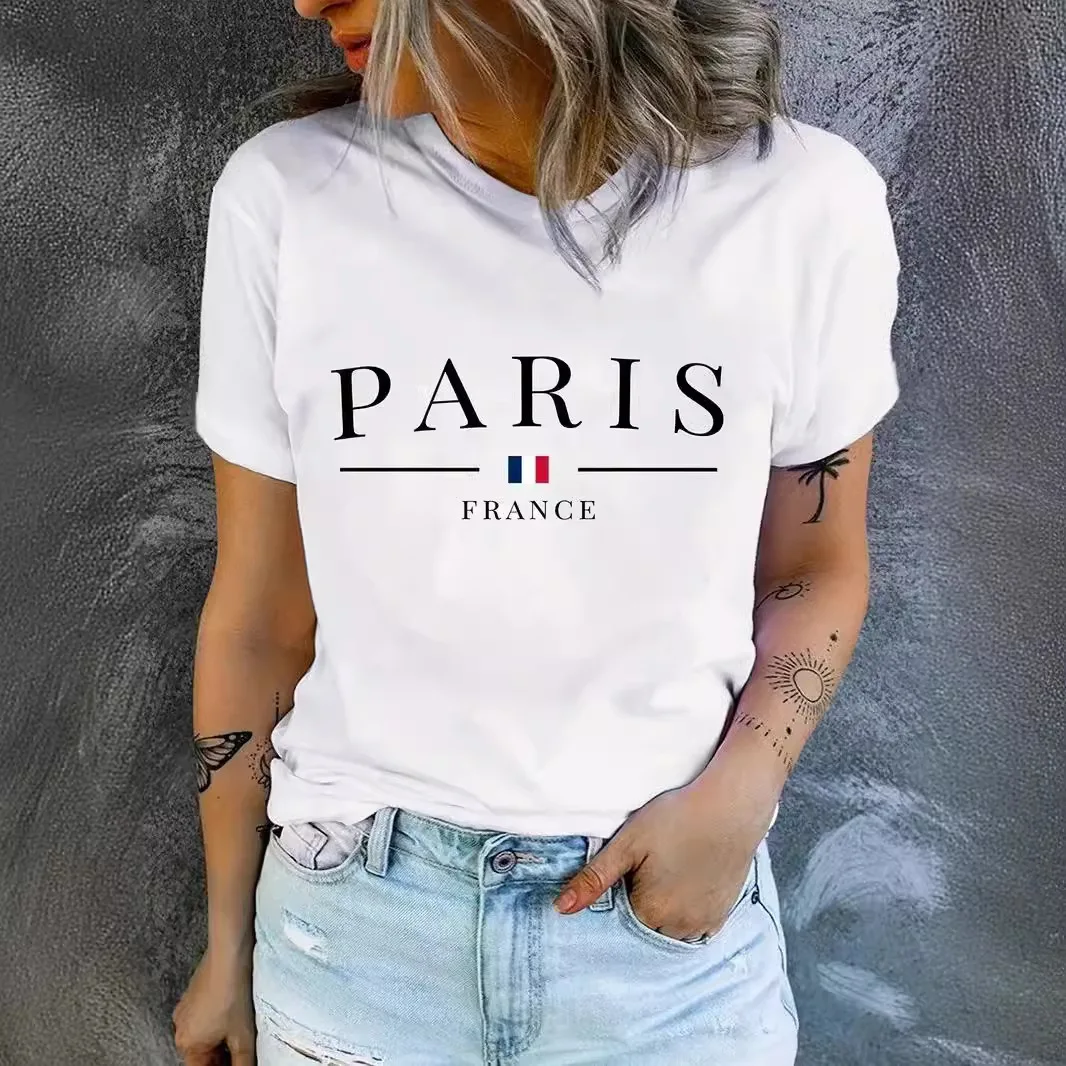 

Paris France Y2k Top Women Clothes Oversized T Shirt