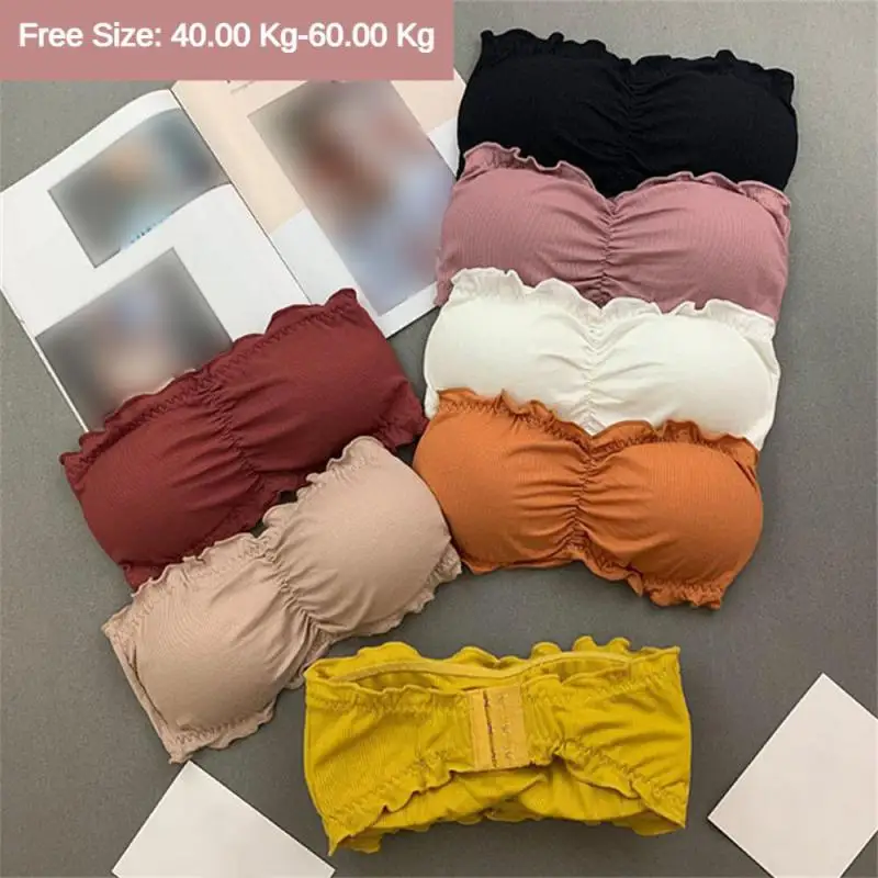 Ruffled Lace Three-breasted No-wire Sexy Bra Strapless Invisible Tube Top Sports Wrap Breasts Womens Underwear Accessories