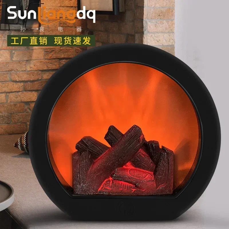 Hot New Simulation Fireplace Lamp Decoration Household Retro Flame Lamp Wall-mounted Furnace Smart Switch Crafts Strange Lamp