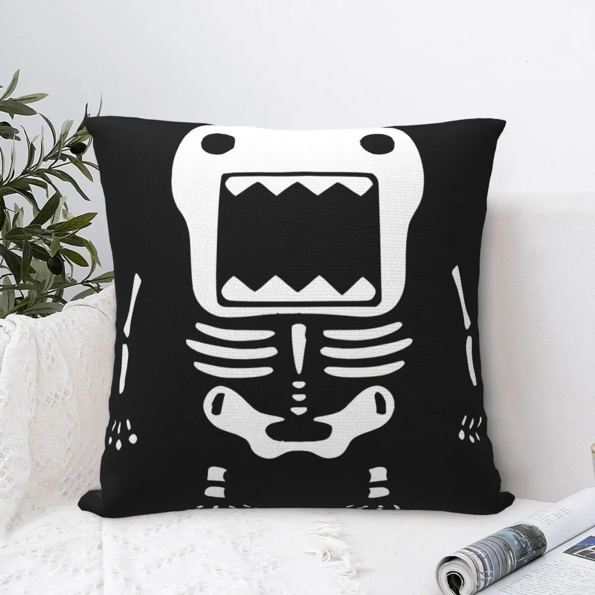 Domo Kun Halloween Skeleton Square Pillow Case Polyester Throw Pillow Meme Awesome Pillowcover Home Decor
