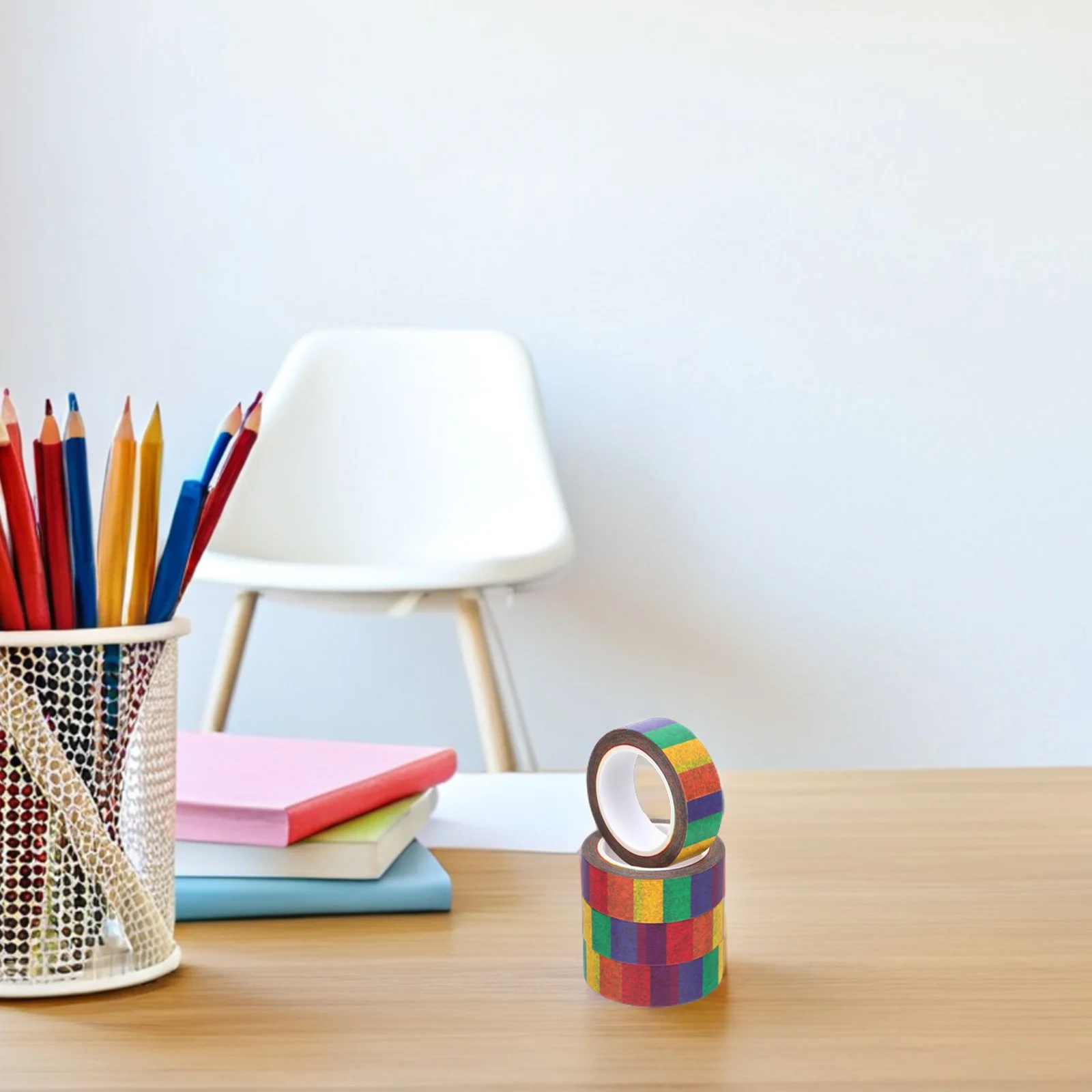 4Pcs Washi Tape Rainbow Color Decorative Strips for Scrapbook Planner DIY Craft Adhesive Strips Scrapbooking Supplies