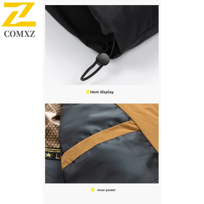 COMXZ 2025 Mens Womens Duck Down Stand Collar Short Winter Jacket American Style  Outdoor Sport Lightweight Leisure tactics Coat