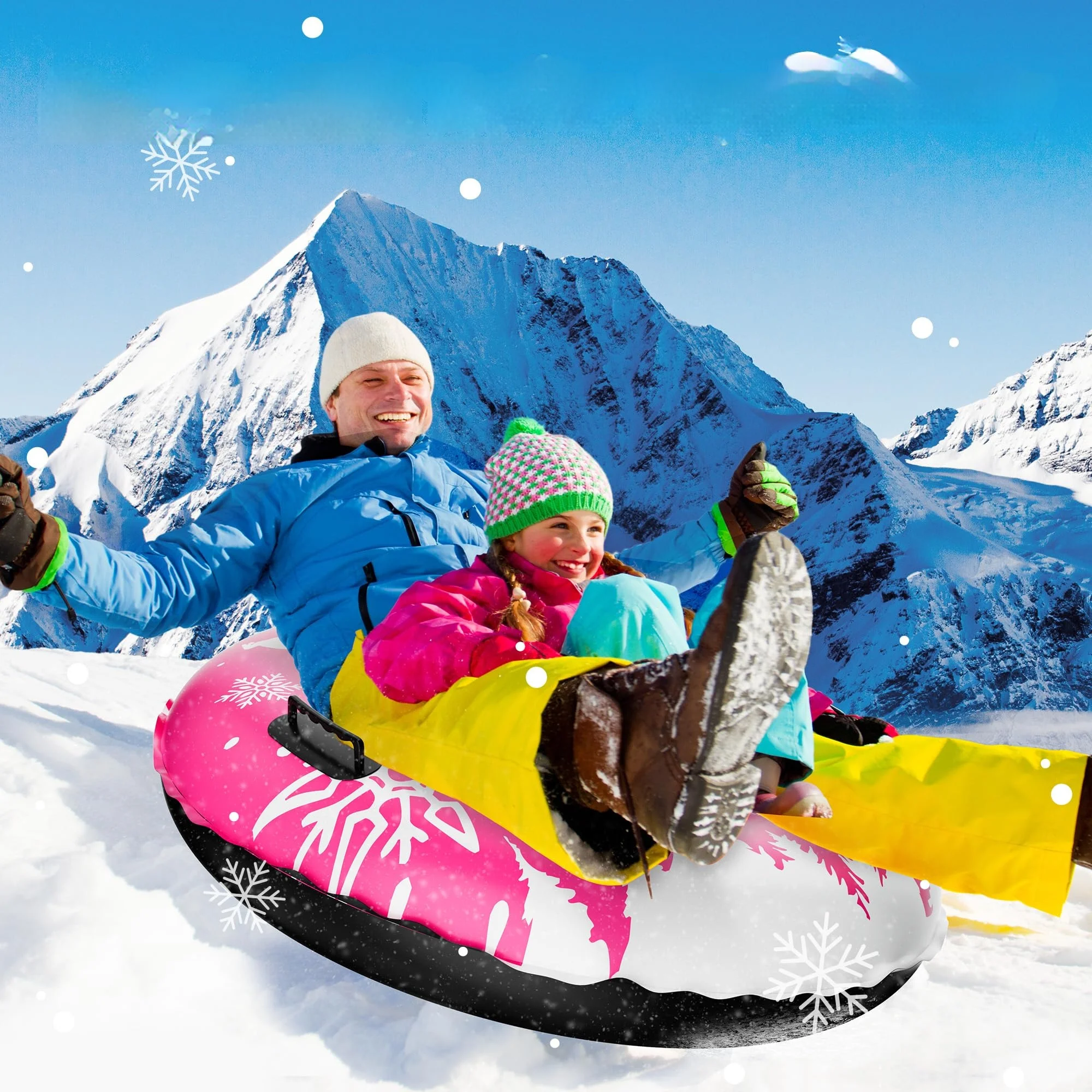 

Snow Tubes for Kids Adult - Heavy Duty Inflatable Snow Sleds Adult Sledding Toys Outdoor Sport Activities Gift Winter Toys