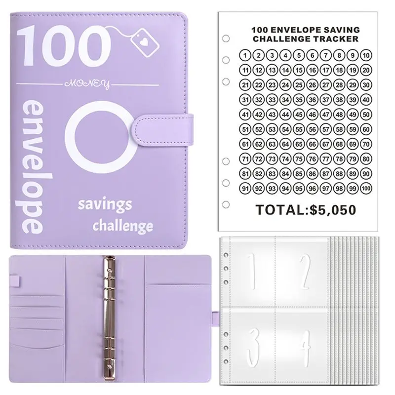 A29F-100 Envelopes Money Saving Challenge, 100 Envelope Challenge Binder, Money Saving Binder, Budget Book