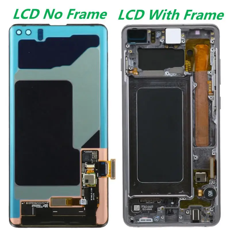 NEW ORIGINAL AMOLED S10 Plus LCD For SAMSUNG Galaxy S10 G973F/DS G973F S10 Plus G975F G975F/DS Touch Screen Digitizer With Frame