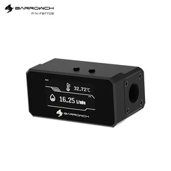 BARROWCH Water Cooling System OLED Digital Display Real-Time Flow Temperature Meter, Temperature Monitoring Alarm,FBFT08