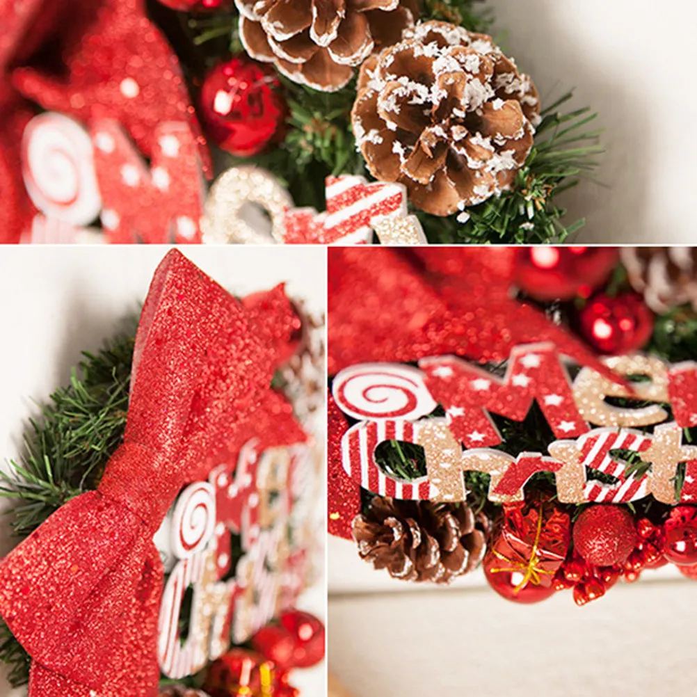 

Christmas Wreath Red Shiny Hanging Garland Decoration for Home Door Party Festive Xmas Decor Christmas Garland