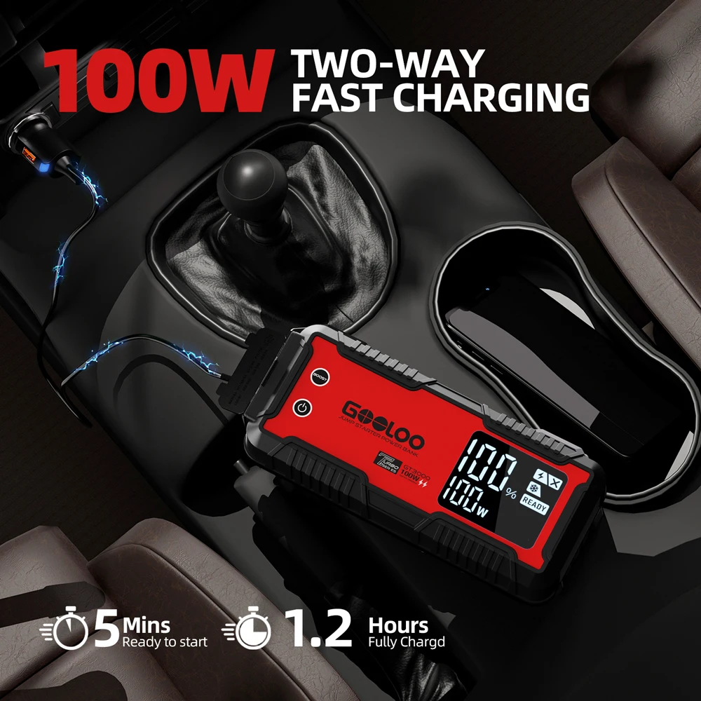 GOOLOO 3000A Car Jump Starter 16000mAh Power Bank Portable Charger Booster 12V Auto Starting Device Emergency Battery Starter