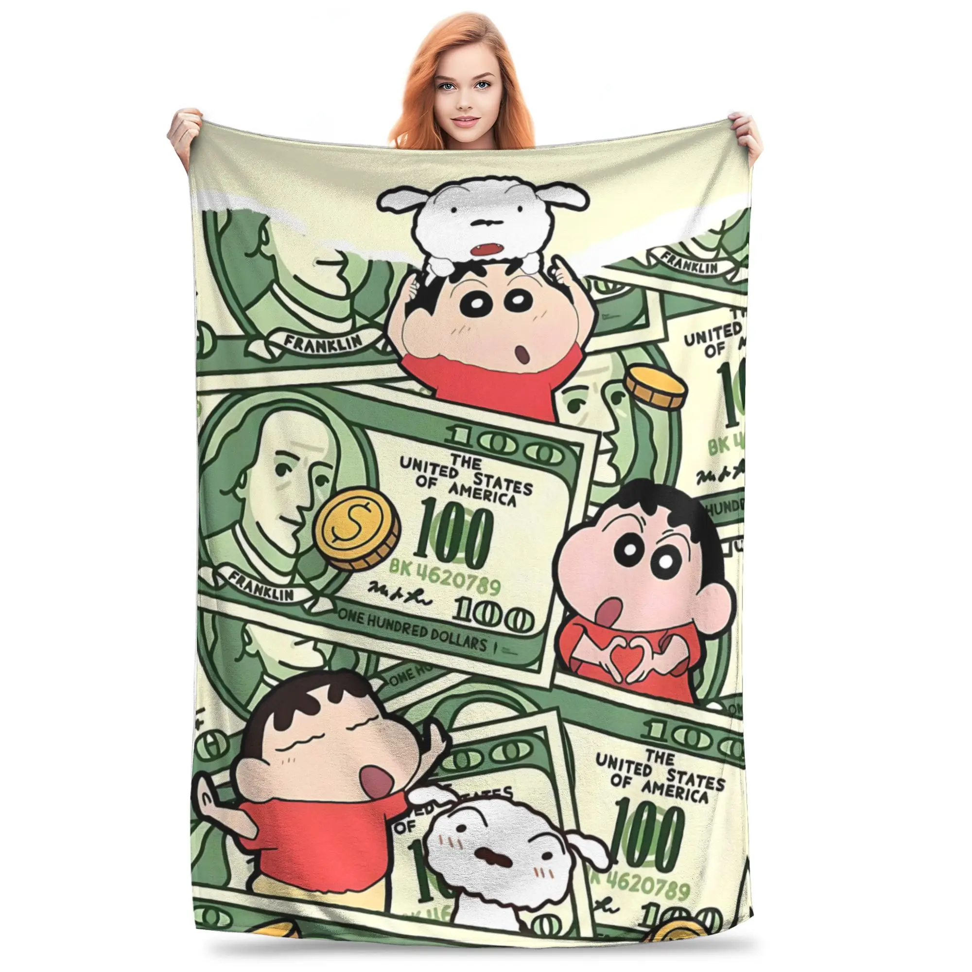 1PC home Cutecore Crayon S Shin chan  Blanket Super Cosy Plush Home Living Room Sofa halloween
