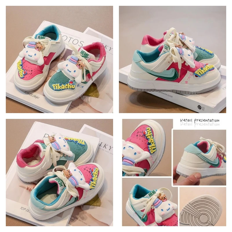 

Hot Sanrio Y2K Girl Cinnamoroll Skate Shoes Student Children The Spring and Autumn Annals Breathable Waterproof Casual Shoes New