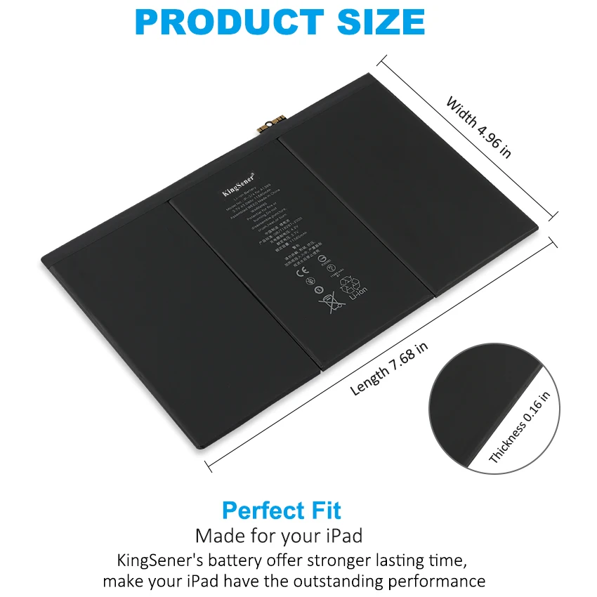 Kingsener A1389 Tablet Battery For Apple iPad 3 & iPad 4 A1403 A1416 A1430 A1458 A1459 A1460 3.7V 11560mAh 43Whr