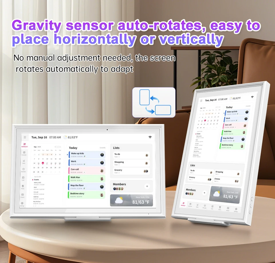 HGFRTEE 15,6-Zoll Smart Digitaler Kalender, FHD-Touchscreen-Display, Familienplaner & Digitaler Bilderrahmen, Wand-/Schreibtischmontage mit App – Detail 10