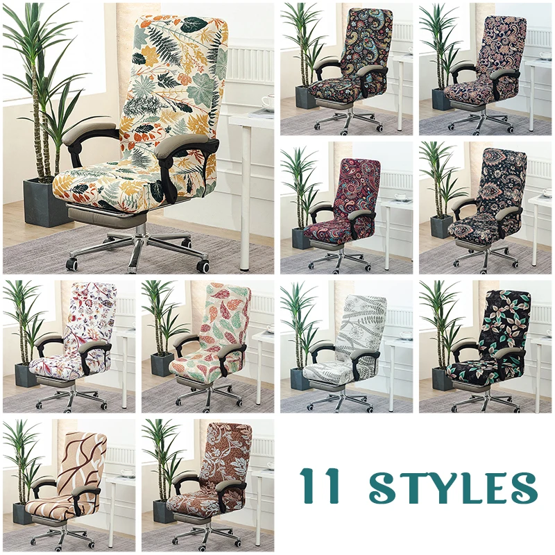 

Elastic Office Chair Cover 1 Piece Removable Stretchable Printed Computer Armchair Slipcover Dust Non-slip Swivel Chair Cover