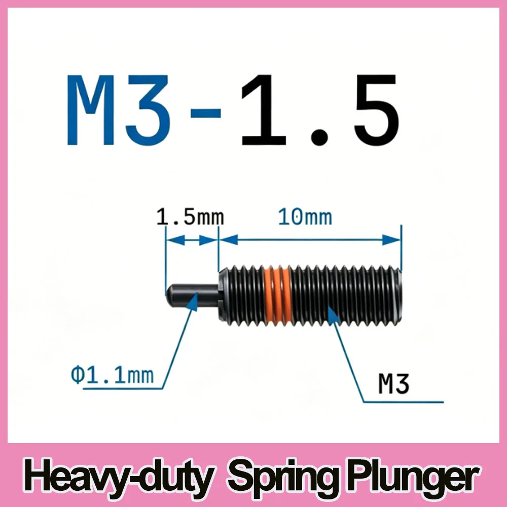 Heavy Duty Spring Plunger M3-M30 Retractable Locating Pin Spring Loaded Positioning Stud for Industrial Mechanical Fixing