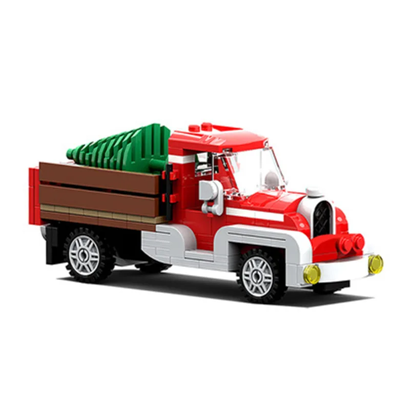 189pcs Christmas Vintage Pickup Truck Building Blocks Xmas Tree DIY Assembly Decor Ornament