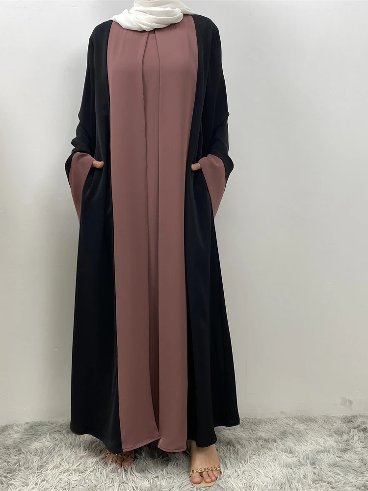 Eid Muslim Party Dress for Women Ramadan Abaya Fake 2 Piece Long Dress Morocco Vestidos Largos Dubai Turkey Robe Jalabiya 2024