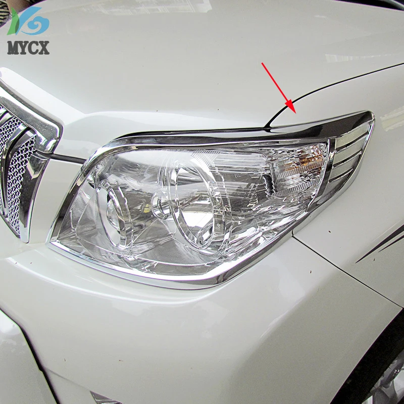 

Chrome Head light Cover For Toyota Land Cruiser Prado Fj150 2010 2011 2012 2013 Lamp Hood Car Exterior Accessories