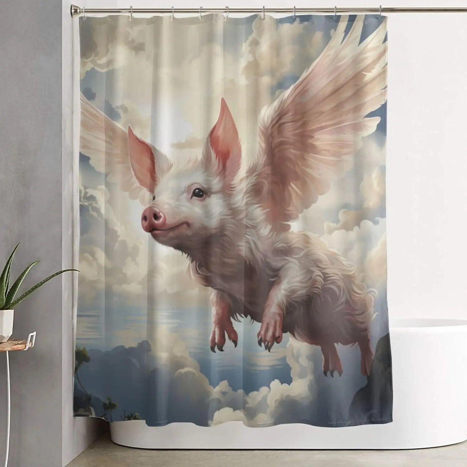 

Набор занавесок для душа с 12 крючками, водонепроницаемая тканевая занавеска для ванной комнаты, занавеска для душа с рисунком летающих животных для мода для ванной комнаты