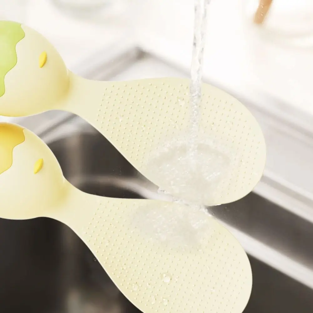 Non Stick Standing Rice Spoon Egg Shape Base Heat Resistant Rice Scooper Anti-Scalding Durable Cooking Spoon Kitchen Gadgets