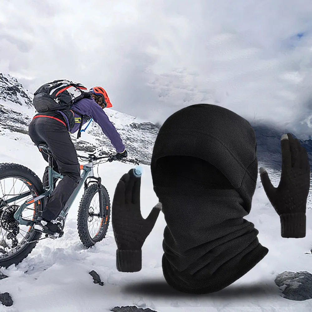 

Winter Hat with Scarves & Touch Screen Gloves Windproof Soft Beanie Cap Fleece Outdoor Sports Ski Cycling Cap Hat for Men Women